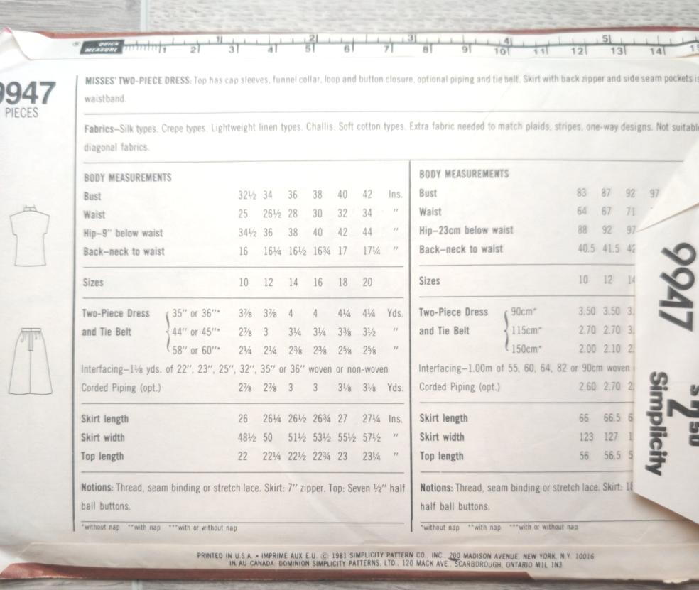 Simplicity 9947 Size 10