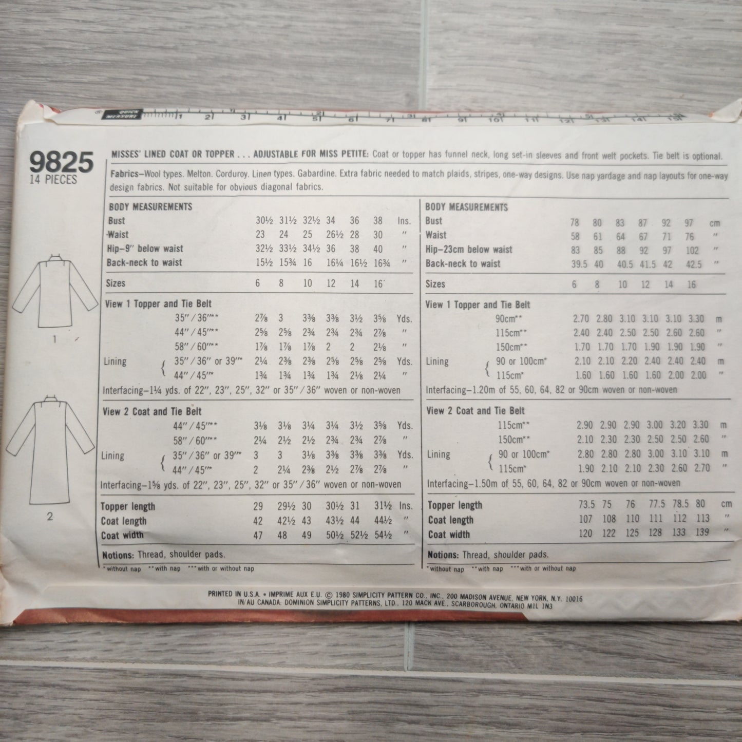 Simplicity 9825 Size 6&8