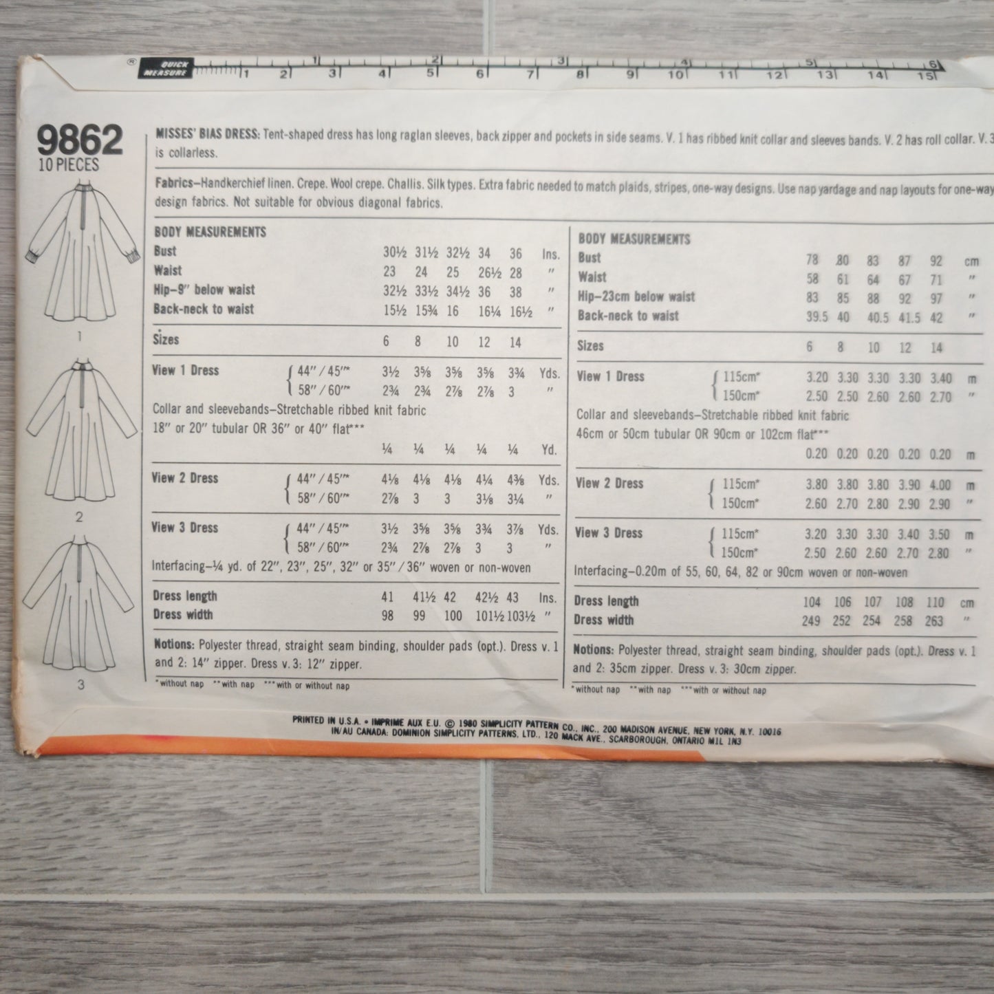 Simplicity 9862 Size 6&8