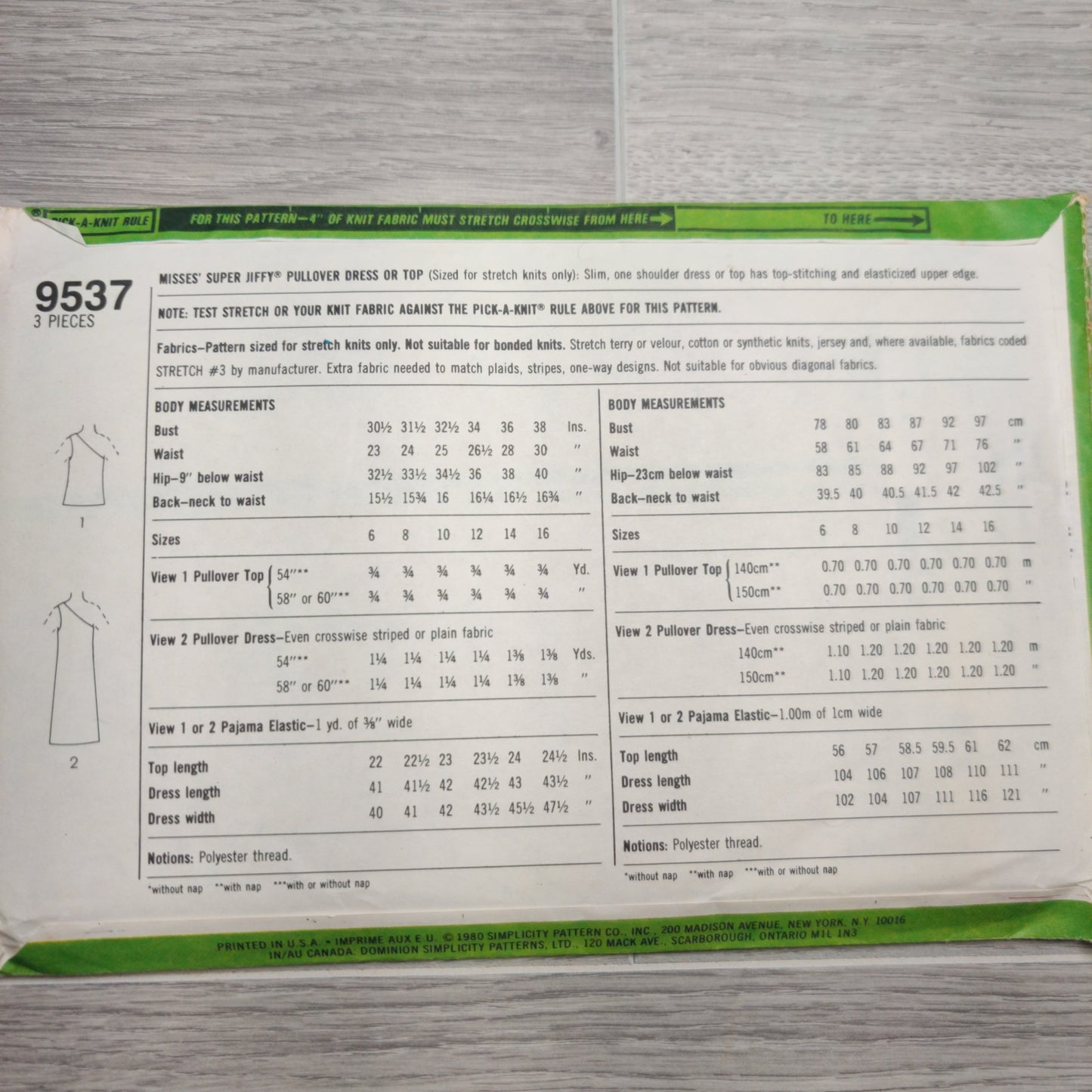 Simplicity 9968 Size 6&8