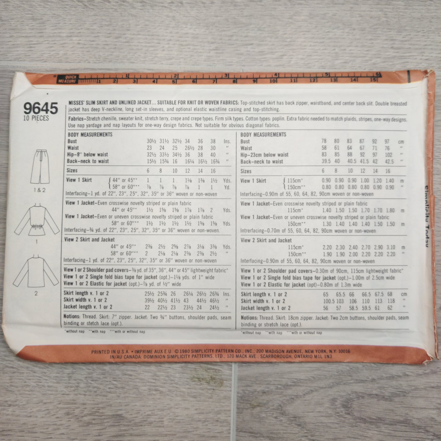 Simplicity 9645 Size 6&8