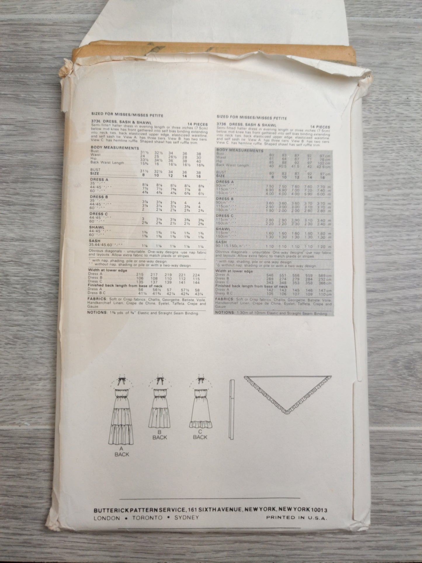 Butterick 3736 Size 16 Bust 38