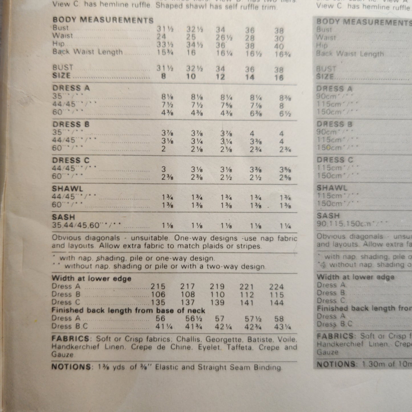 Butterick 3736 Size 16 Bust 38