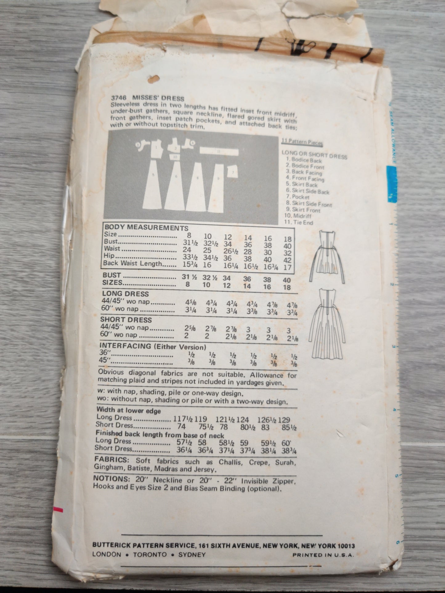 Butterick 3746 Size 16 Bust 38