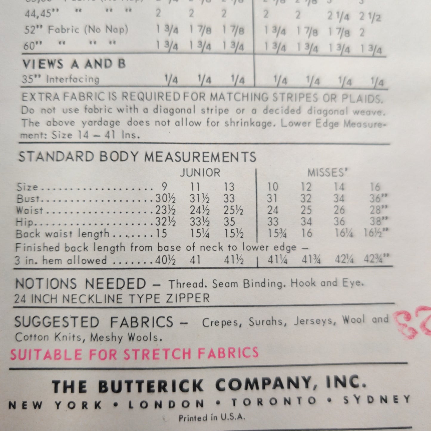 Butterick 3251 Size 16 Bust 36