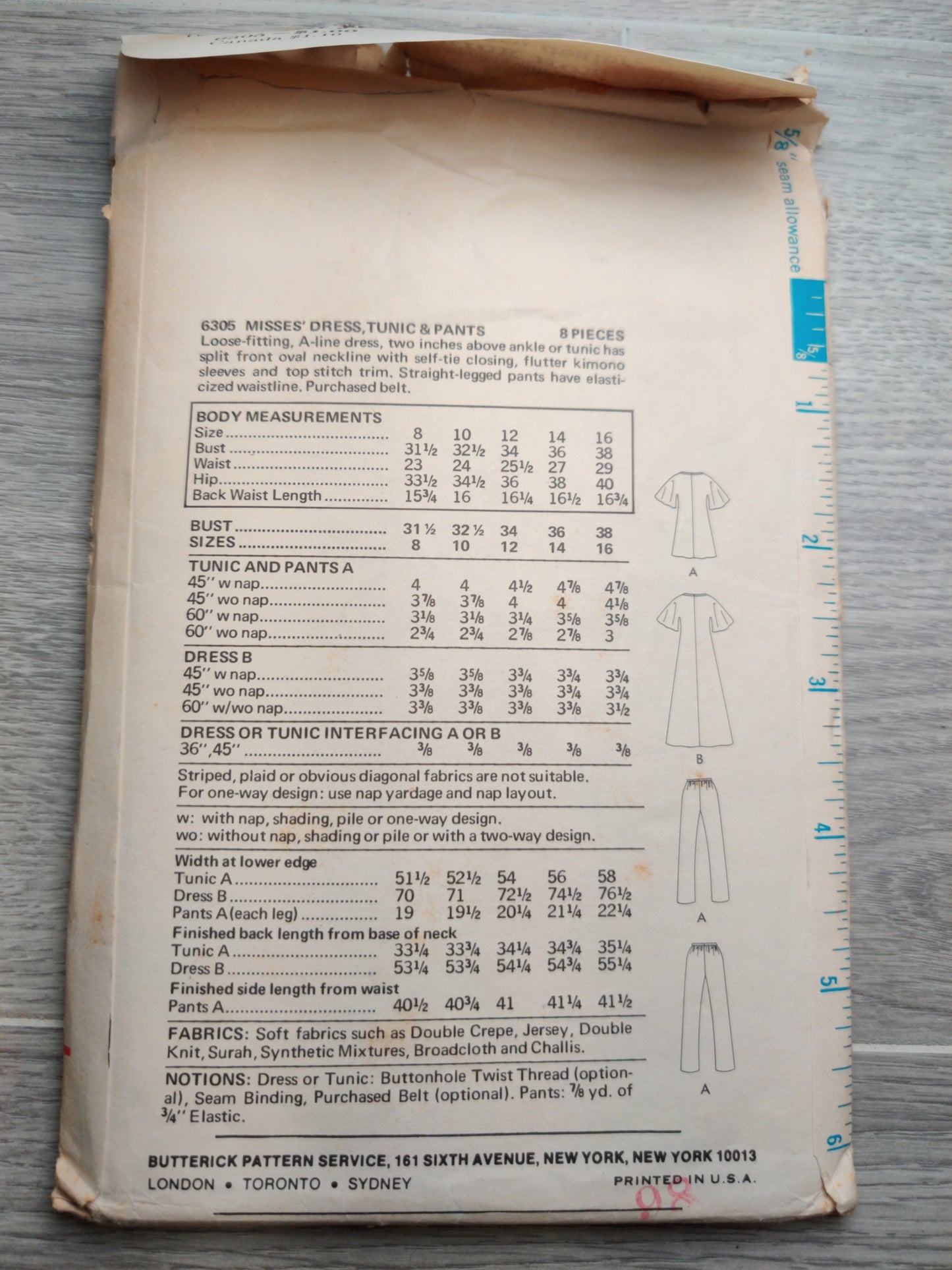 Butterick 6305 Size 12 Bust 34