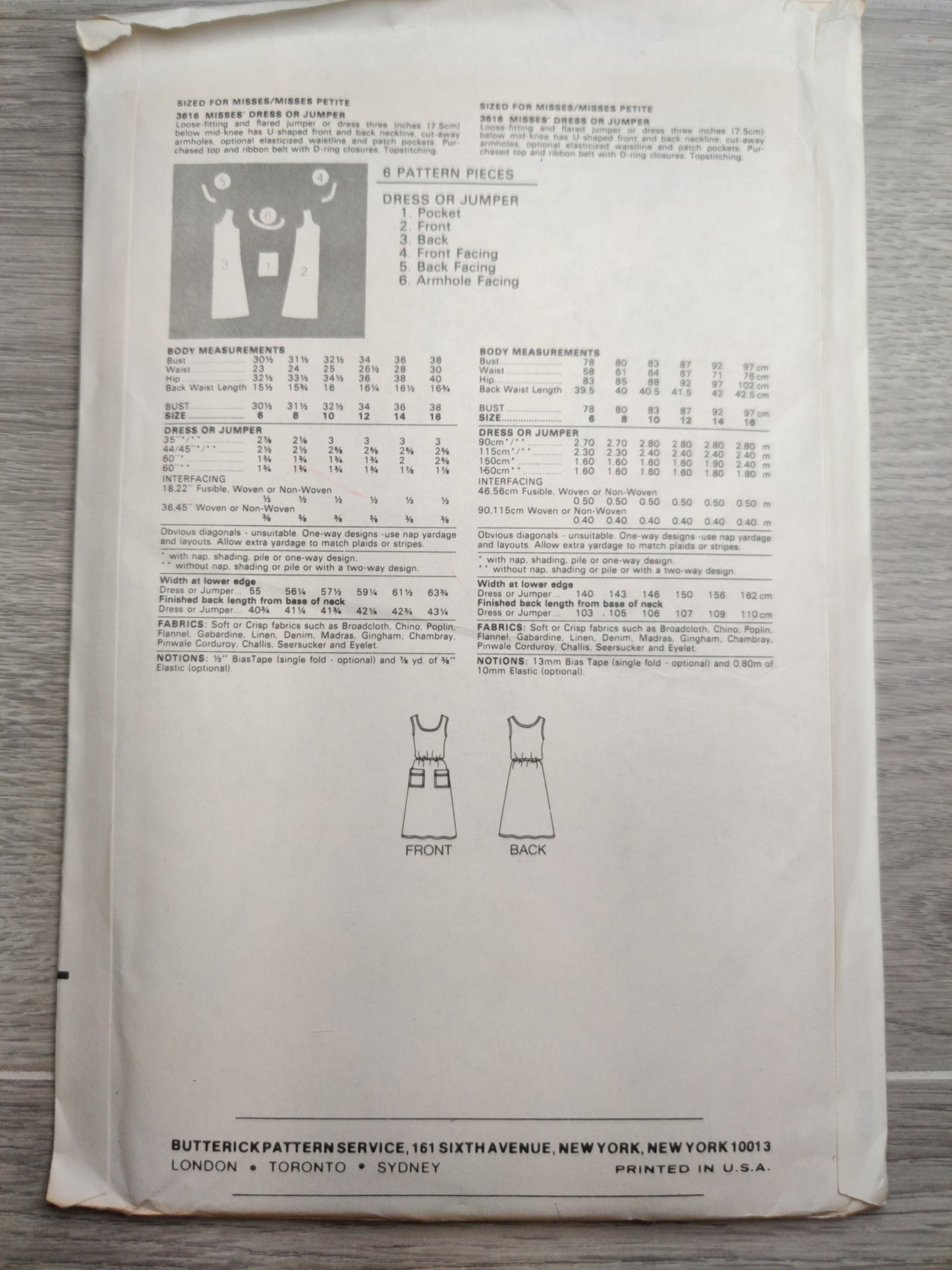 Butterick 3616 Size 12 Bust 34