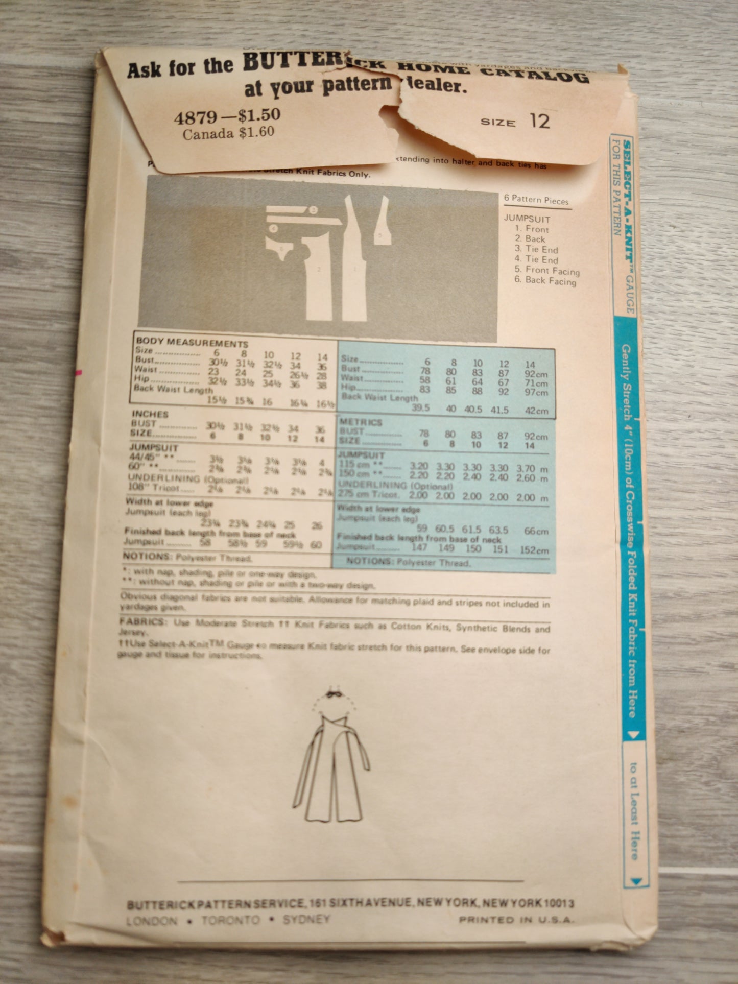 Butterick 4879 Size 12 Bust 34