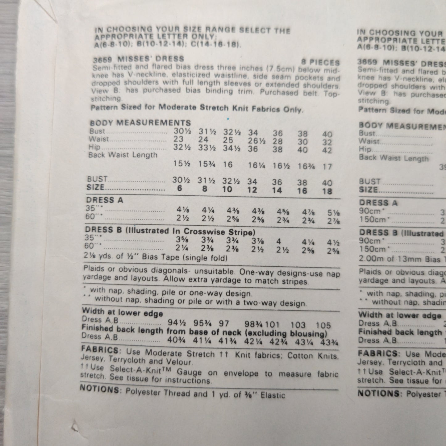 Butterick 3659 Size B 10-12- 14
