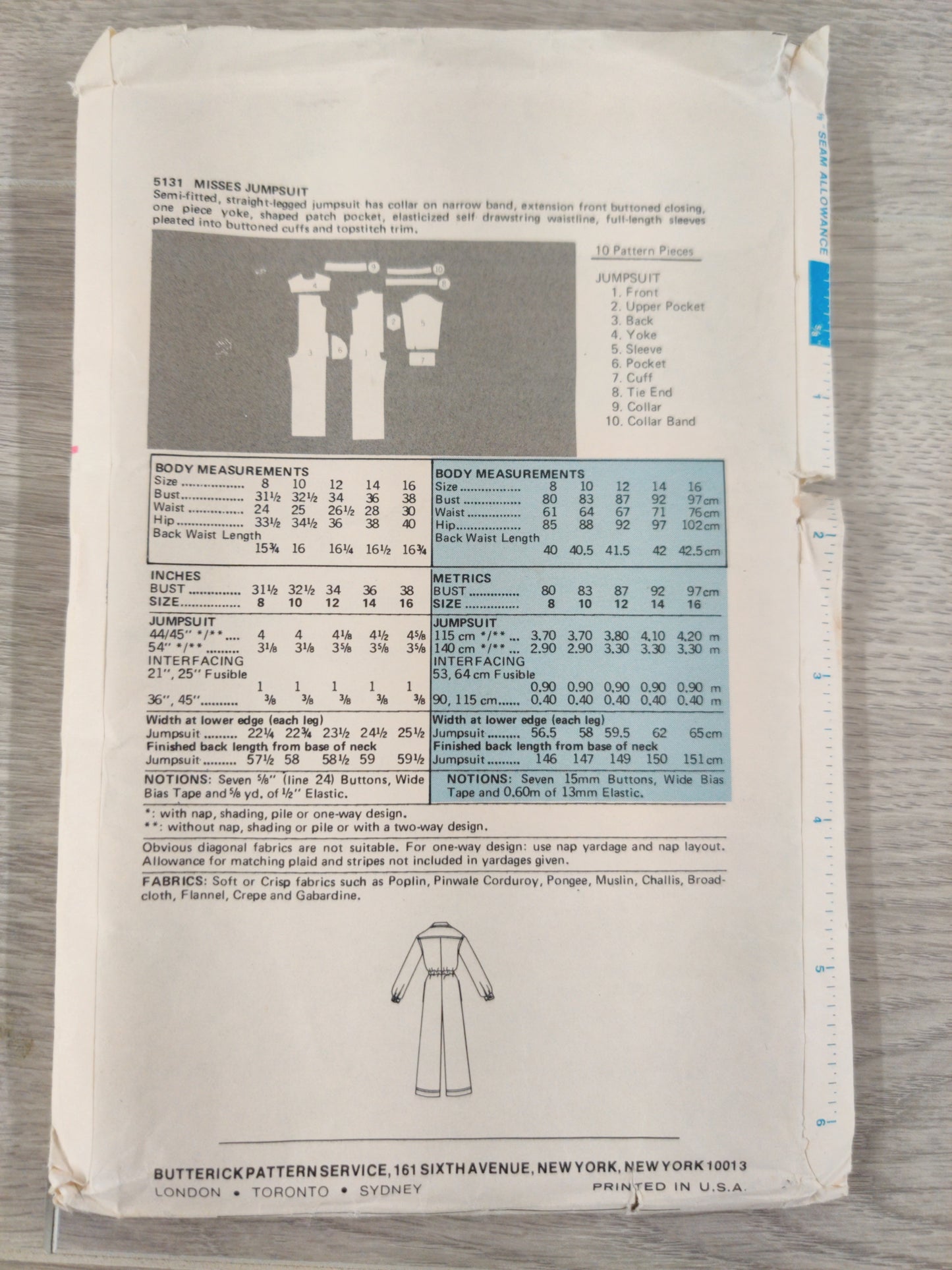 Butterick 5131 Size 10 Bust 32.5