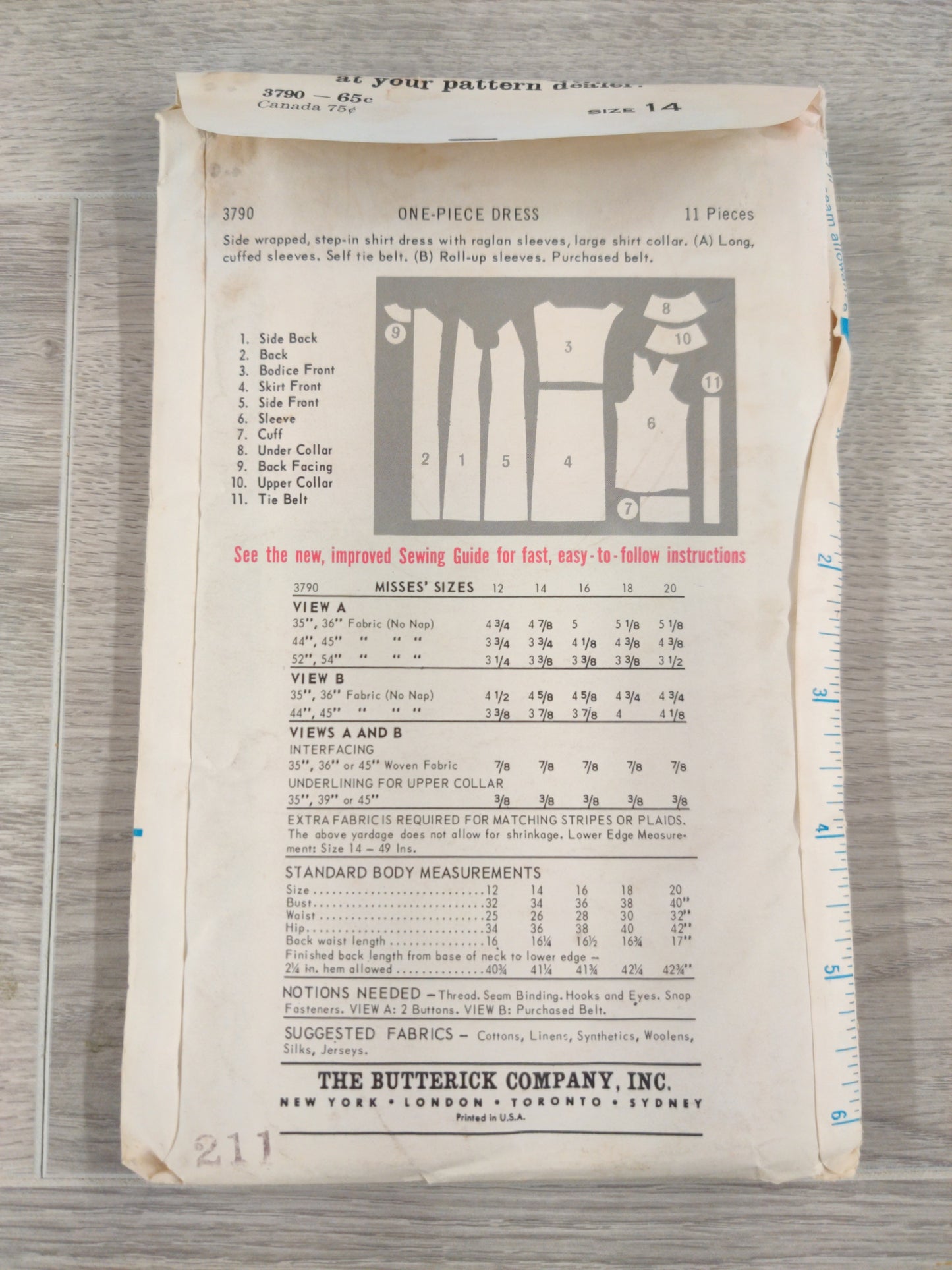 Butterick 3790 Size 14 Bust 34