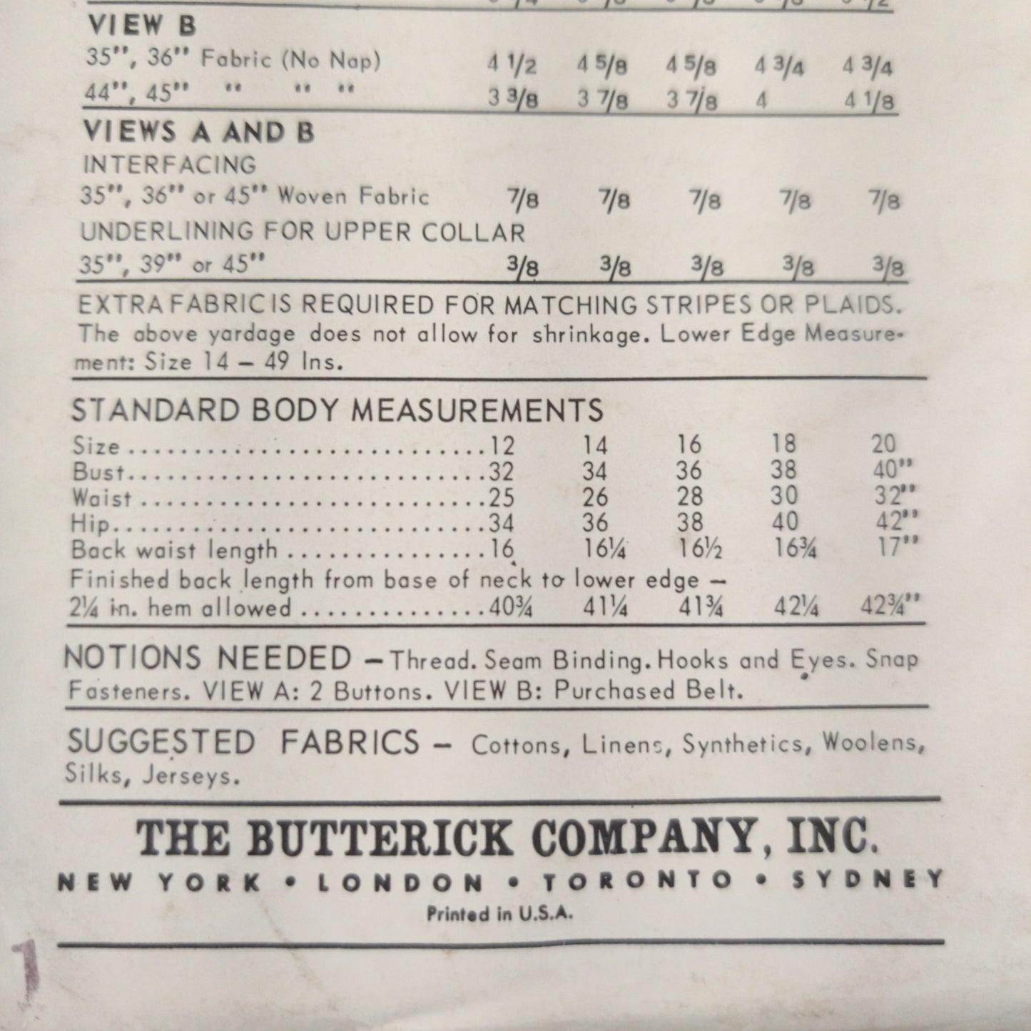 Butterick 3790 Size 14 Bust 34