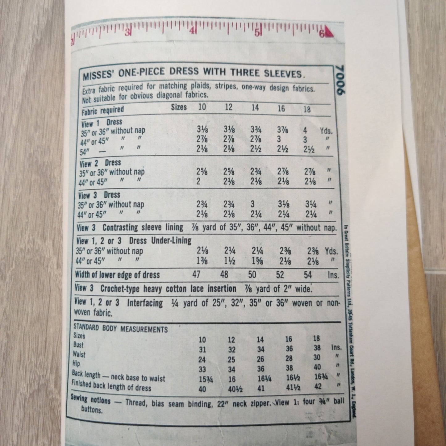 Simplicity 7006 Size 12 Vintage