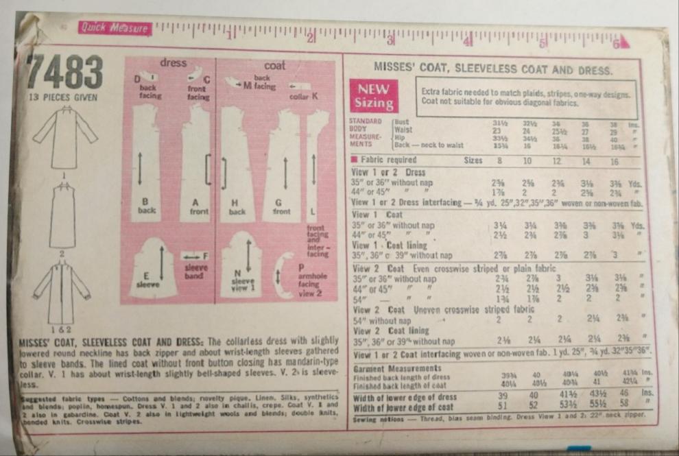 Simplicity 7483 Size 12 Vintage