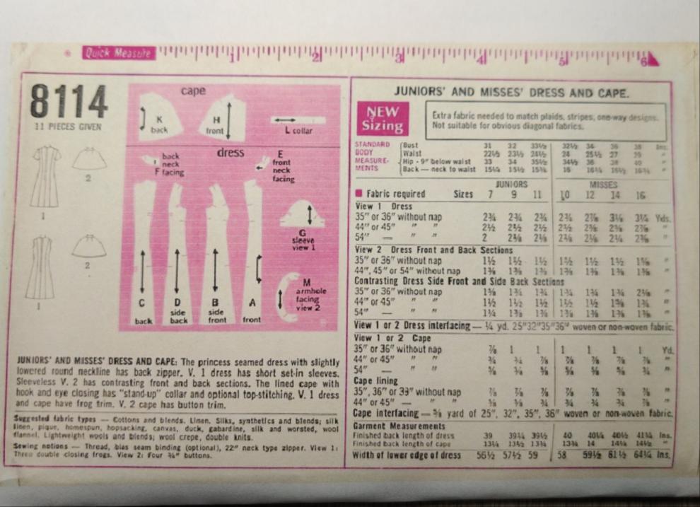 Simplicity 8114 Size 12 Bust 34 Vintage