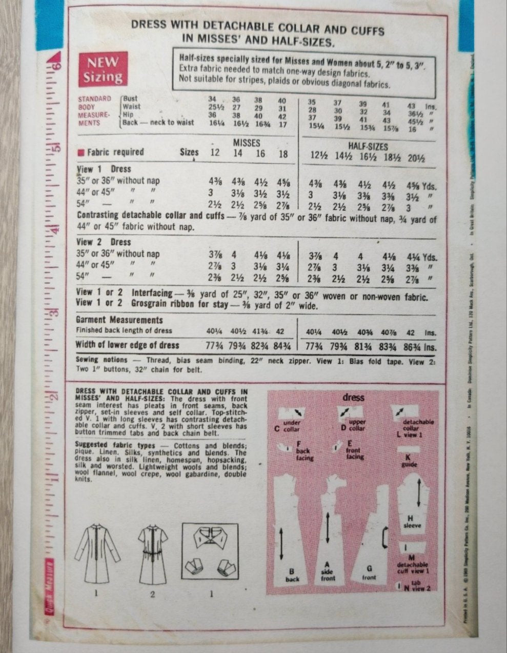 Simplicity 8406 Size 12 Bust 34 Vintage