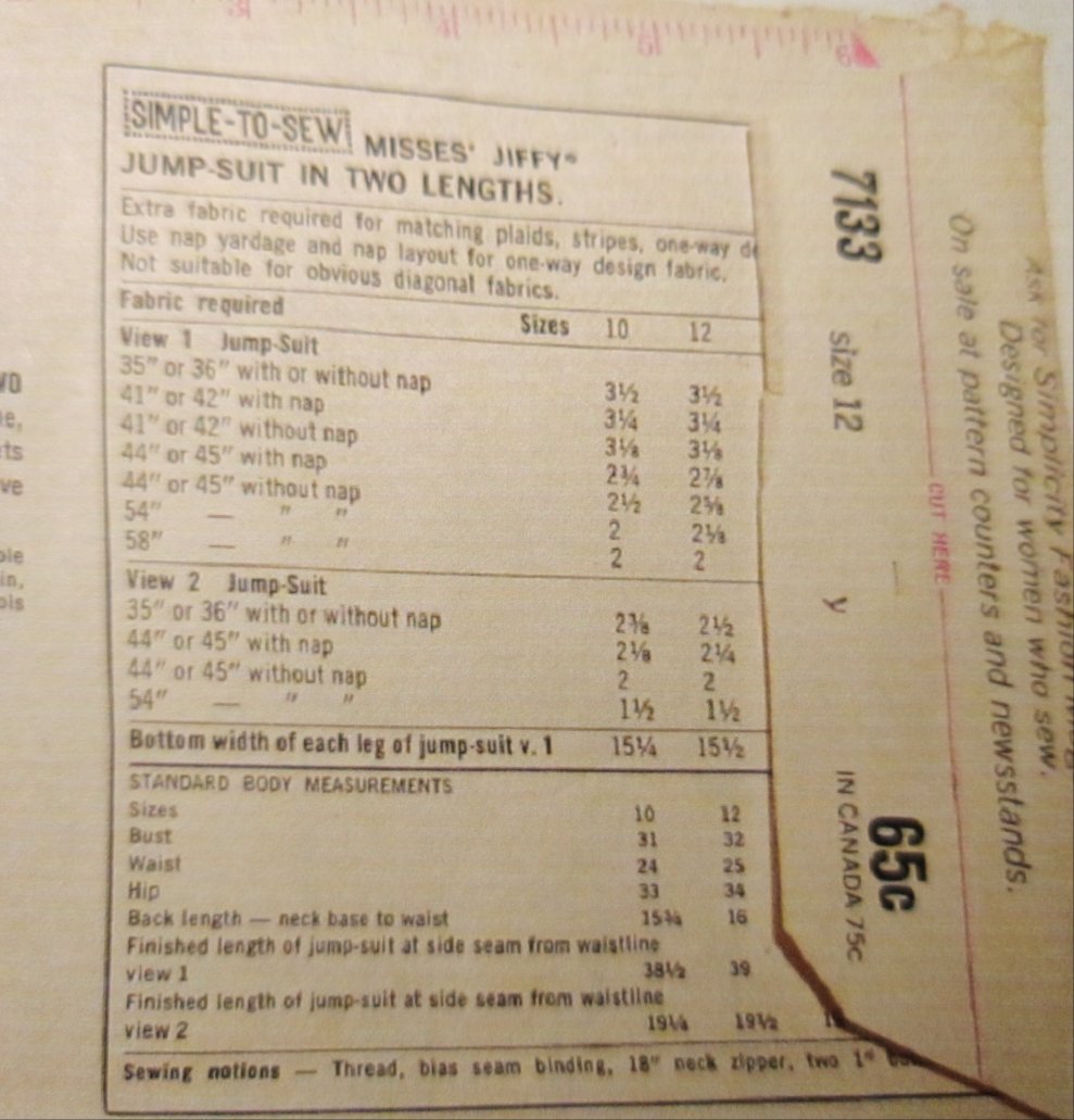 Simplicity 7133 Size 12 Bust 32 Vintage