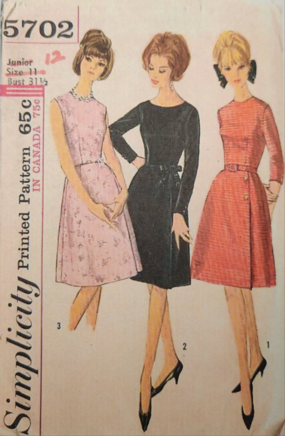 Simplicity 5702 Size 12 Bust 32 Vintage
