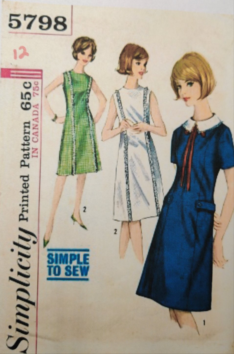 Simplicity 5798 Size 12 Bust 32 Vintage