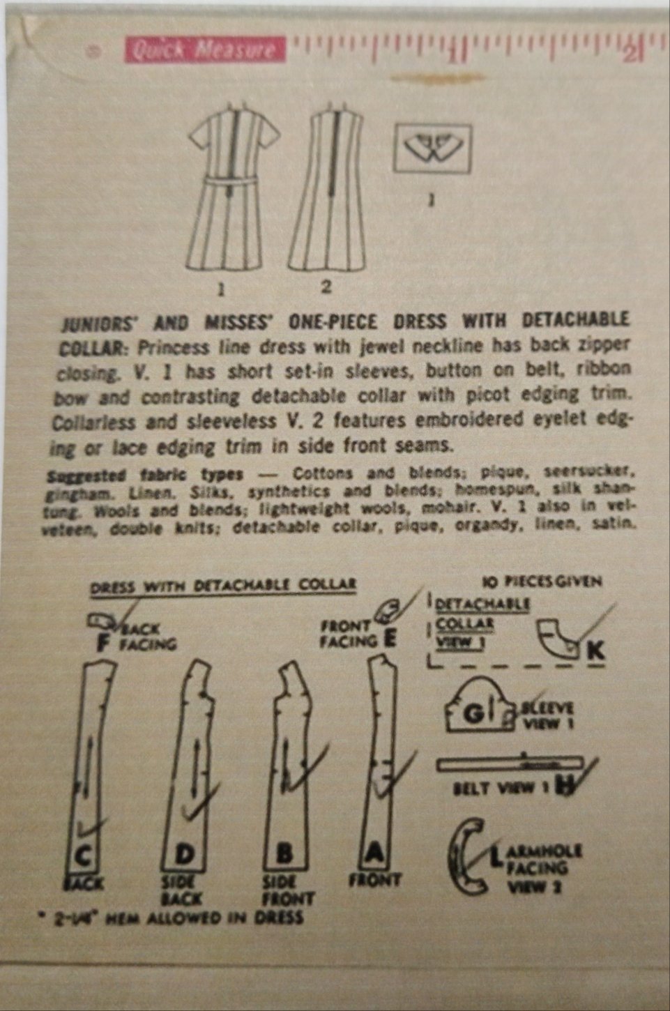 Simplicity 5798 Size 12 Bust 32 Vintage