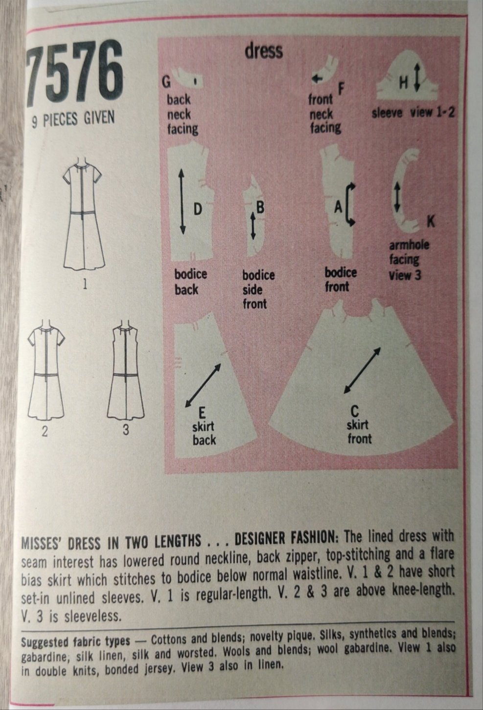 Simplicity 7576 Size 12 Bust 34 Vintage