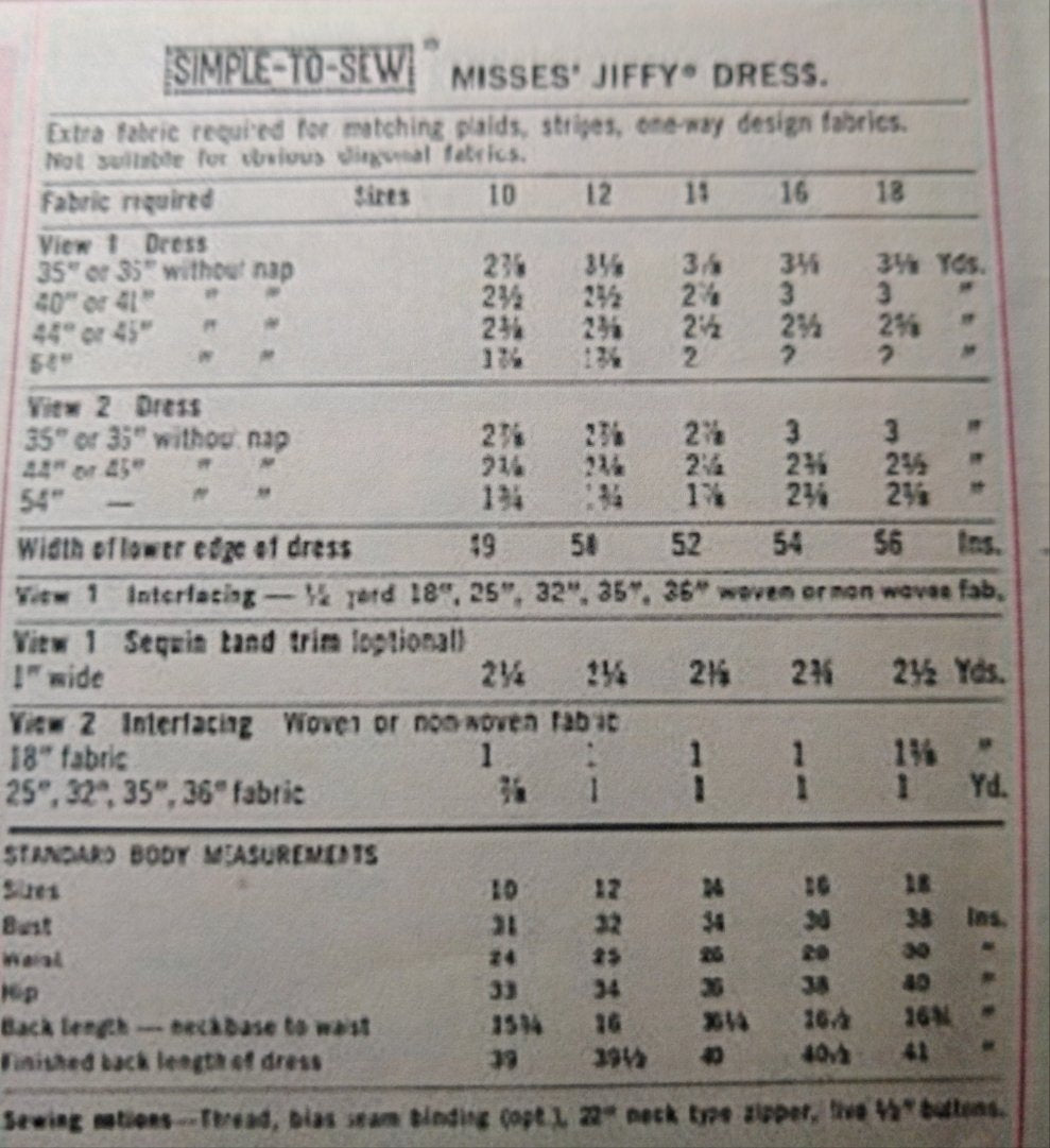 Simplicity 7381 Size 12 Bust 32 Vintage