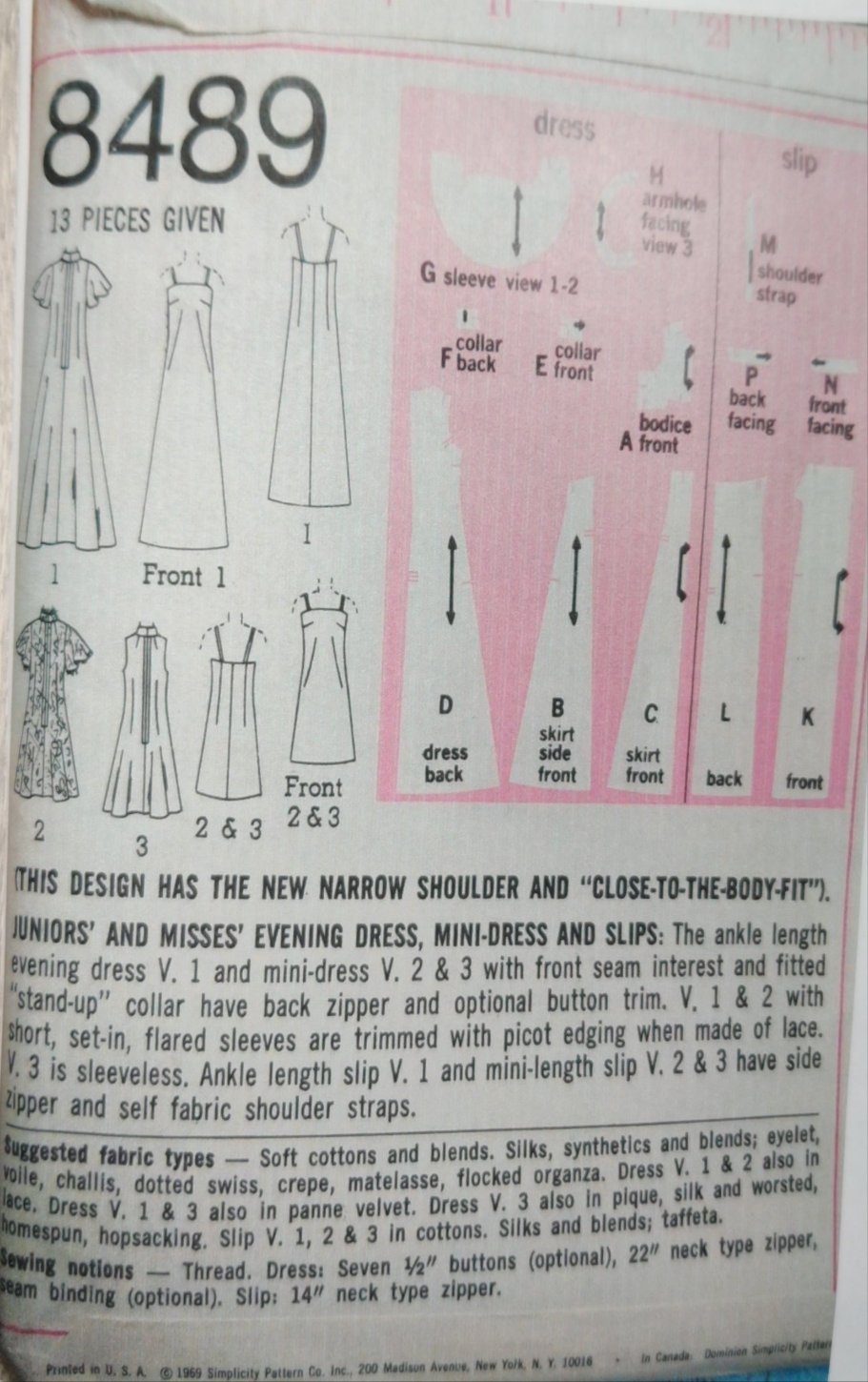 Simplicity 8489 Size 12 Bust 34 Vintage