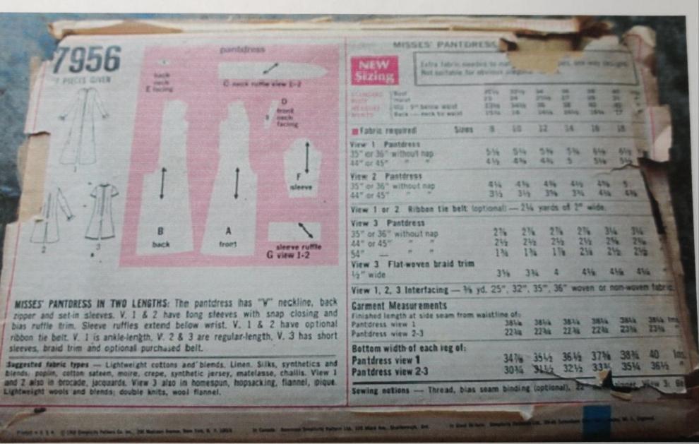 Simplicity 7956 Size 12 Bust 34 Vintage