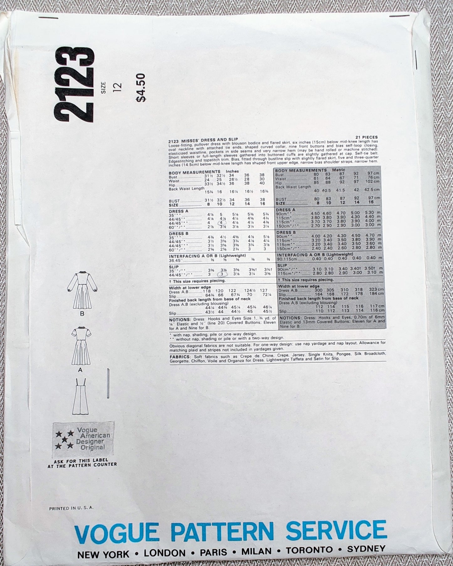 Vogue 2123 Albert Nipon Size 12