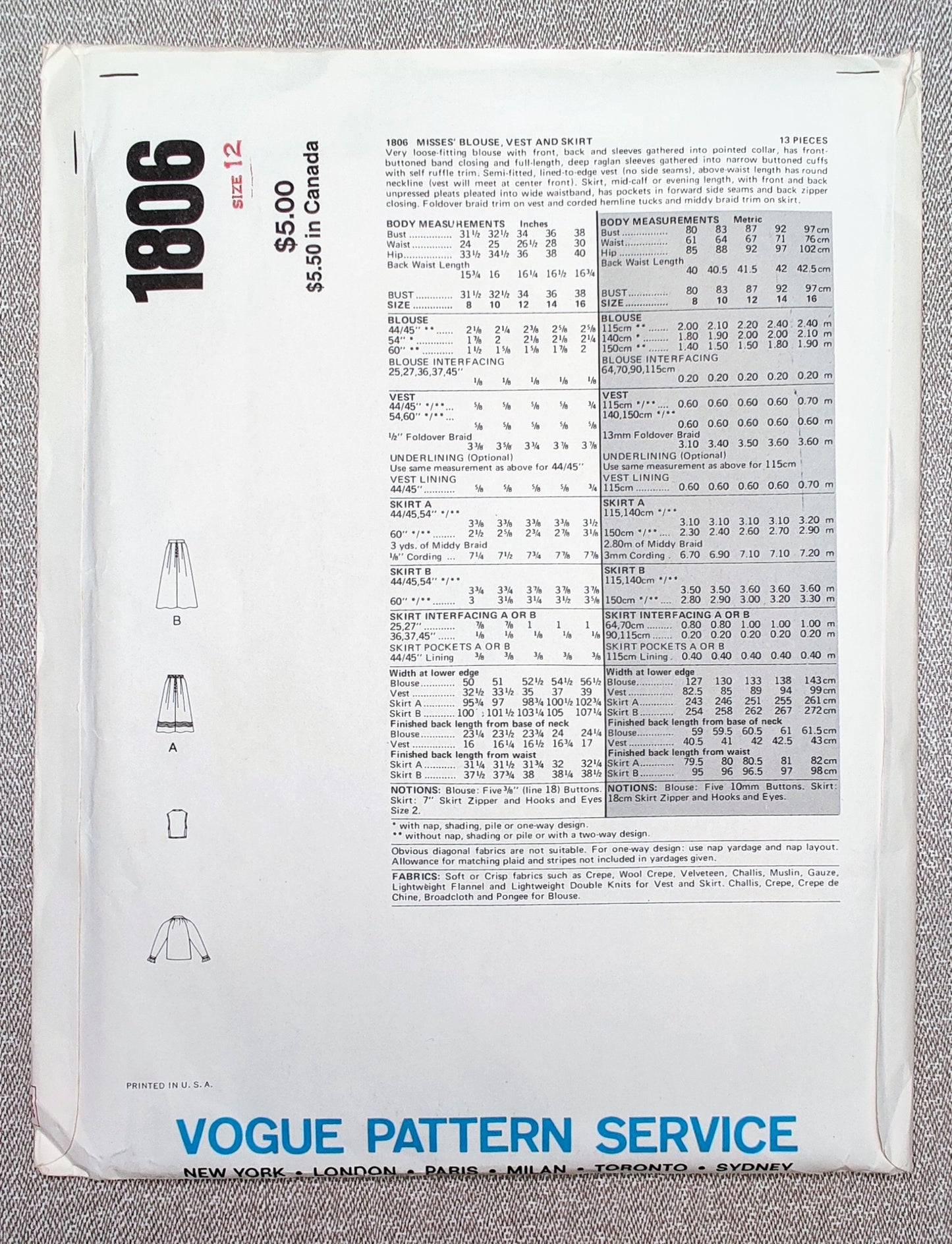 Vogue 1806 Christian Aujard Size 12
