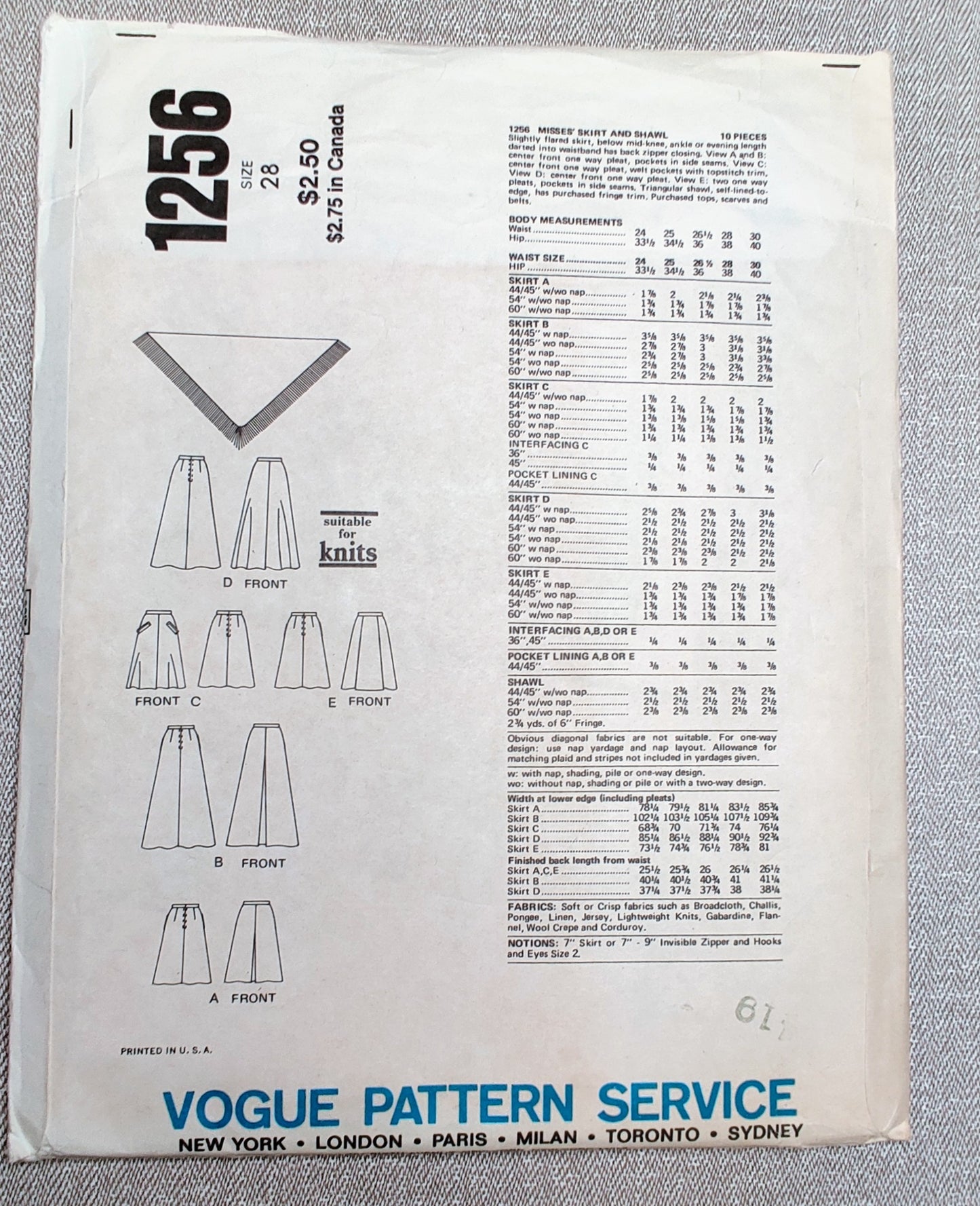 Vogue 1256 Size 28