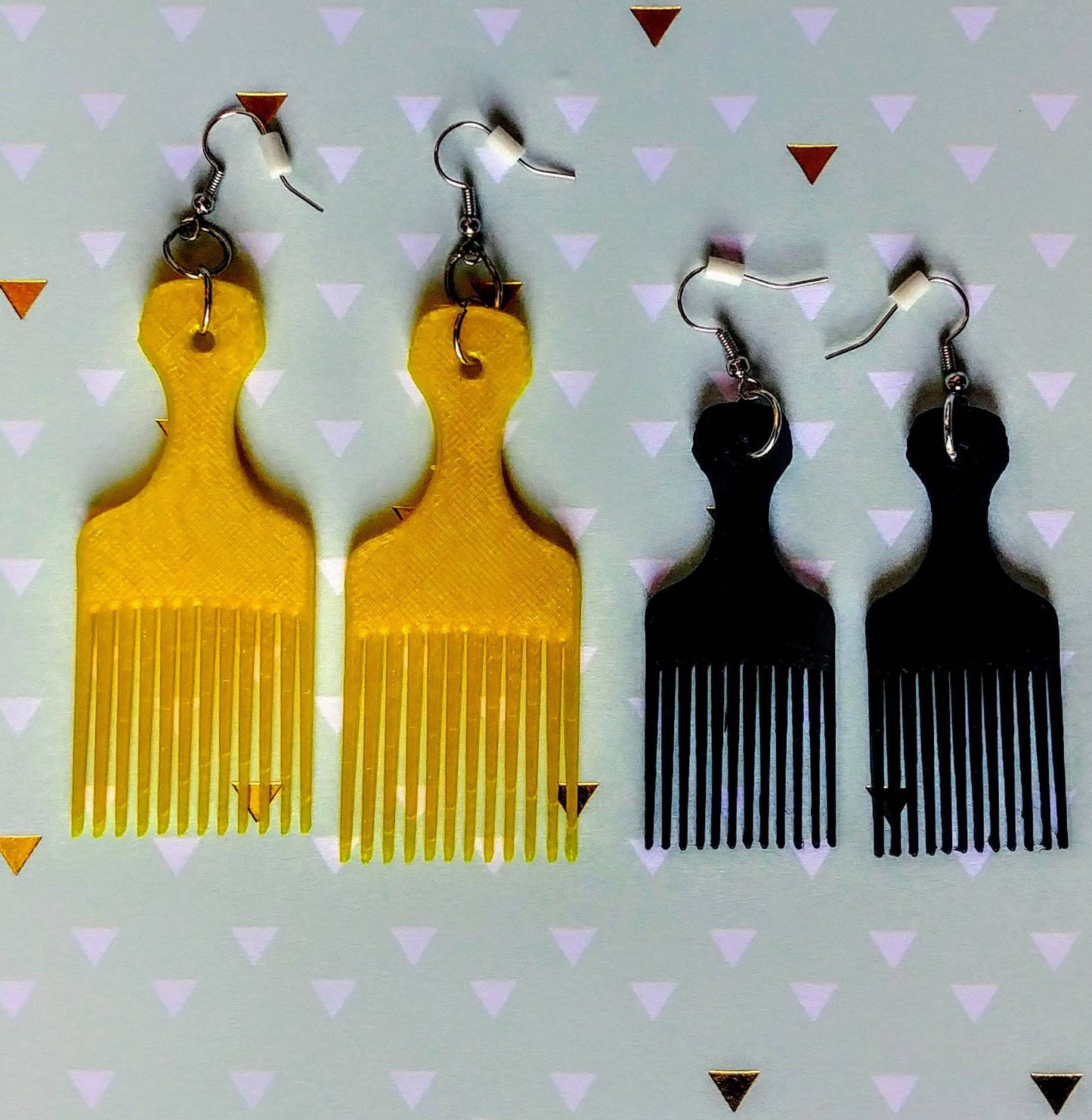 3D Printed Afro Printed Afro Pick Earrings