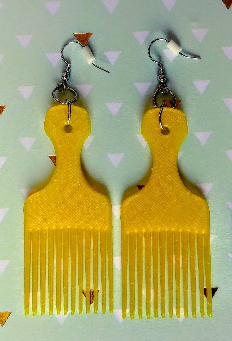 3D Printed Afro Printed Afro Pick Earrings