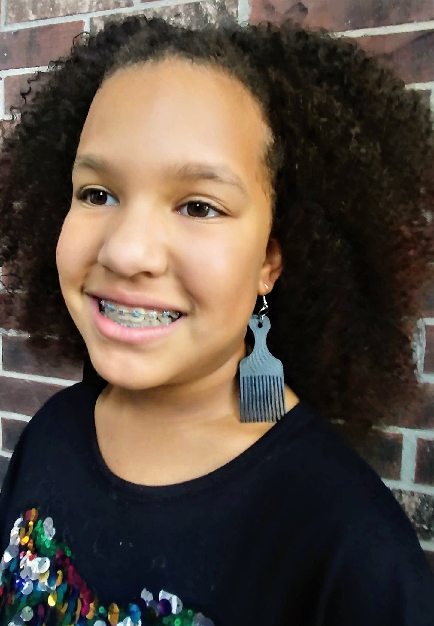 3D Printed Afro Printed Afro Pick Earrings