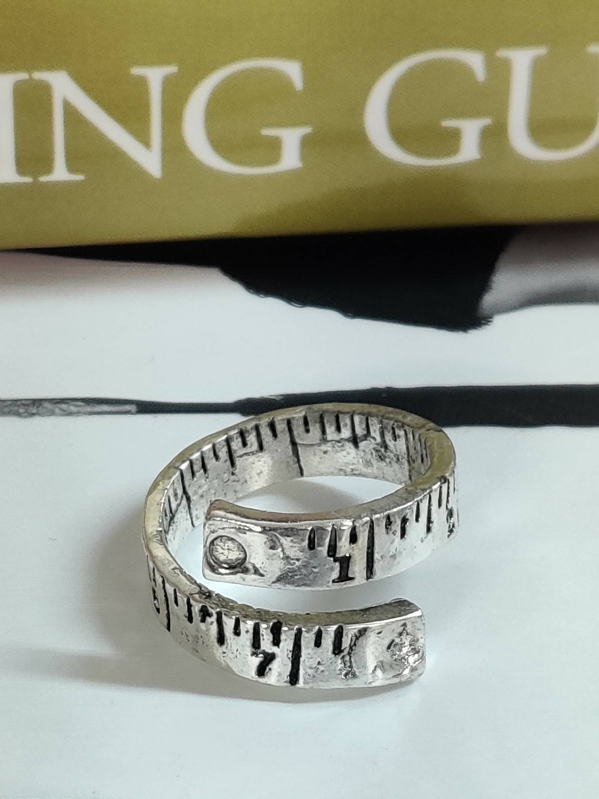 Sewing Theme Rings: Measuring Tape, Safety Pin and Zippers