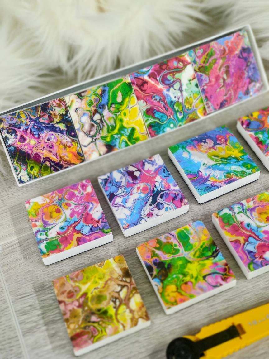 Acrylic Paint Pour: Sewing Pattern Weights