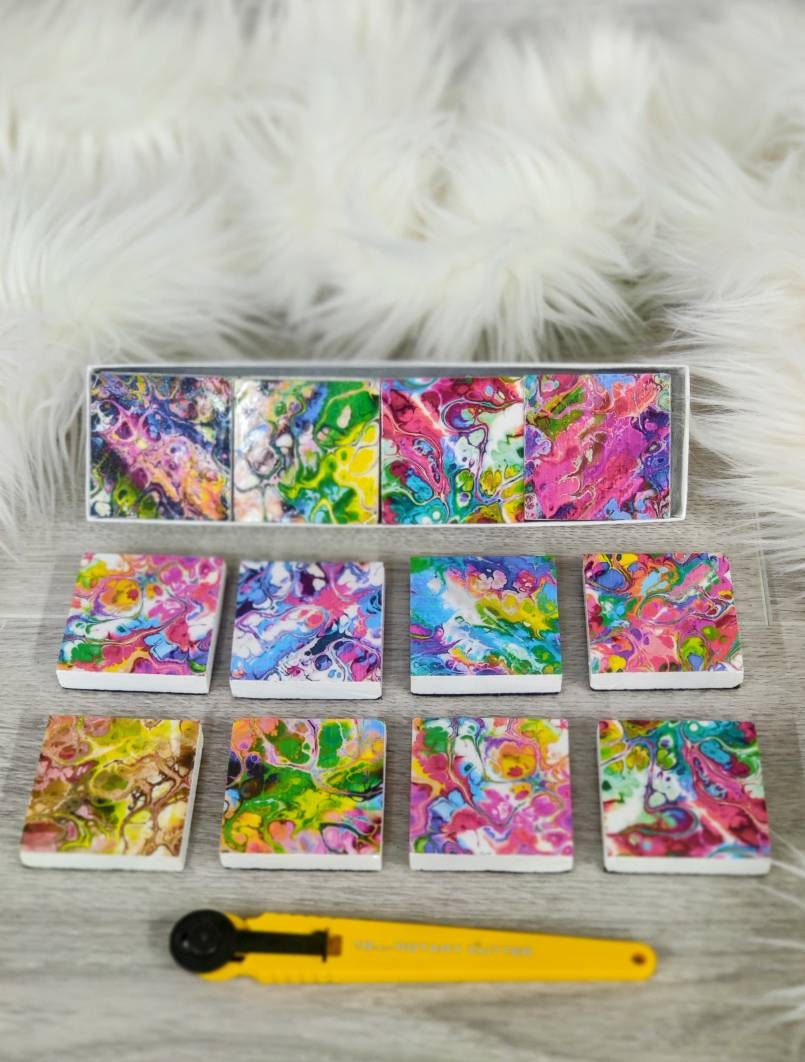 Acrylic Paint Pour: Sewing Pattern Weights