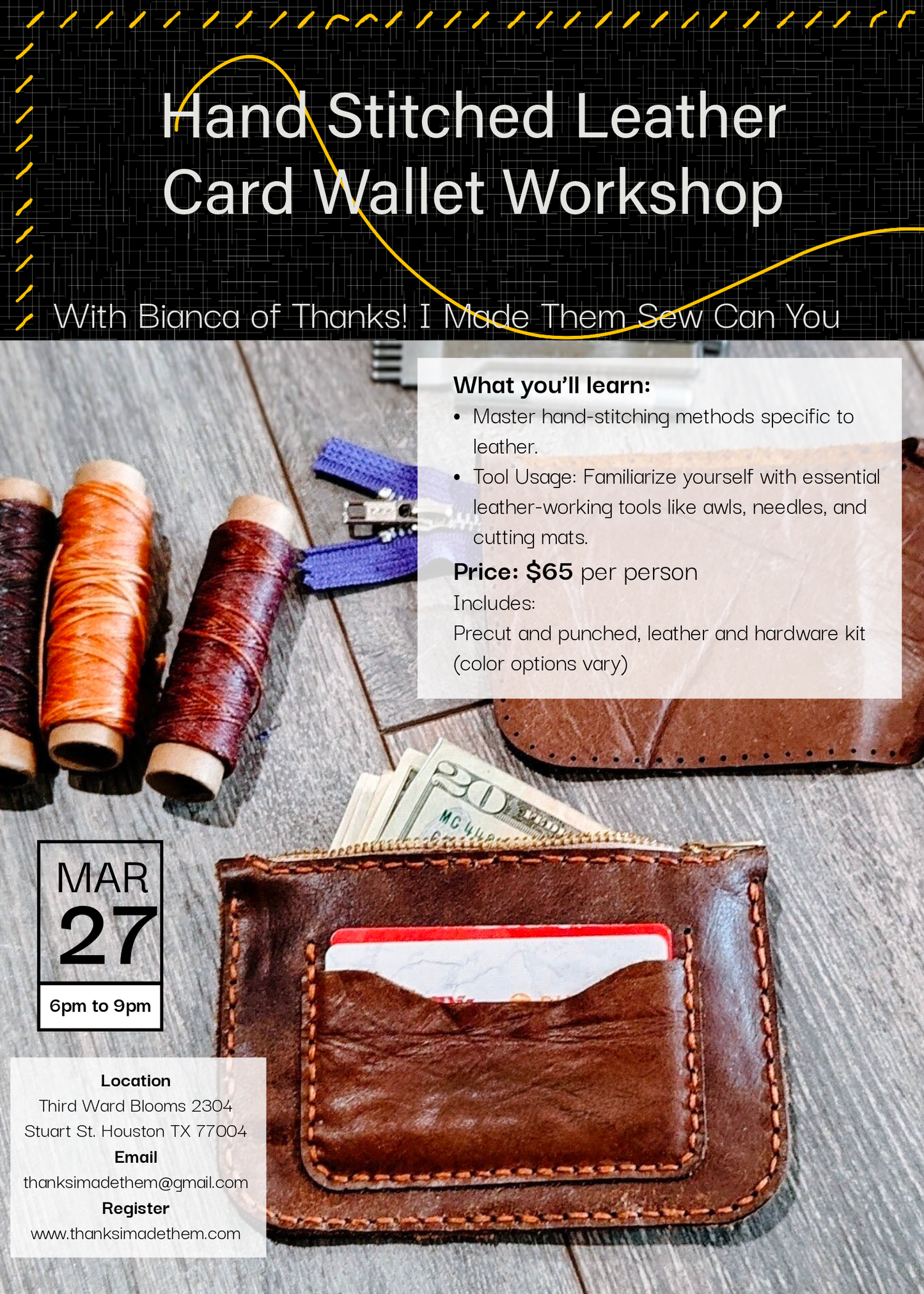 Leather Card Wallet Workshop Mar 27