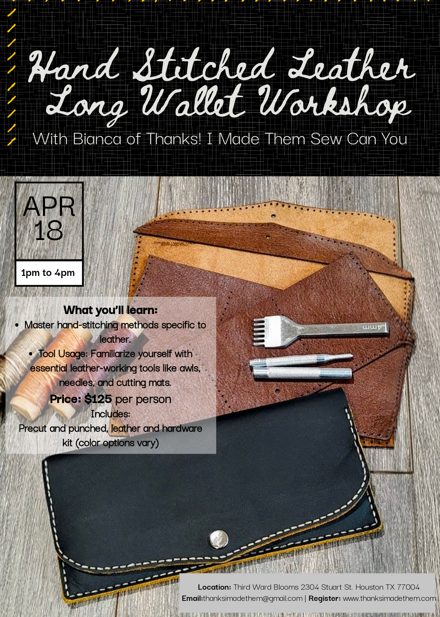 Long Leather Wallet Workshop April 18