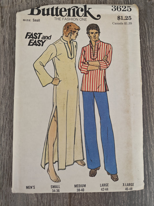 Butterick 3625 size Small 34 Men's Pattern Small