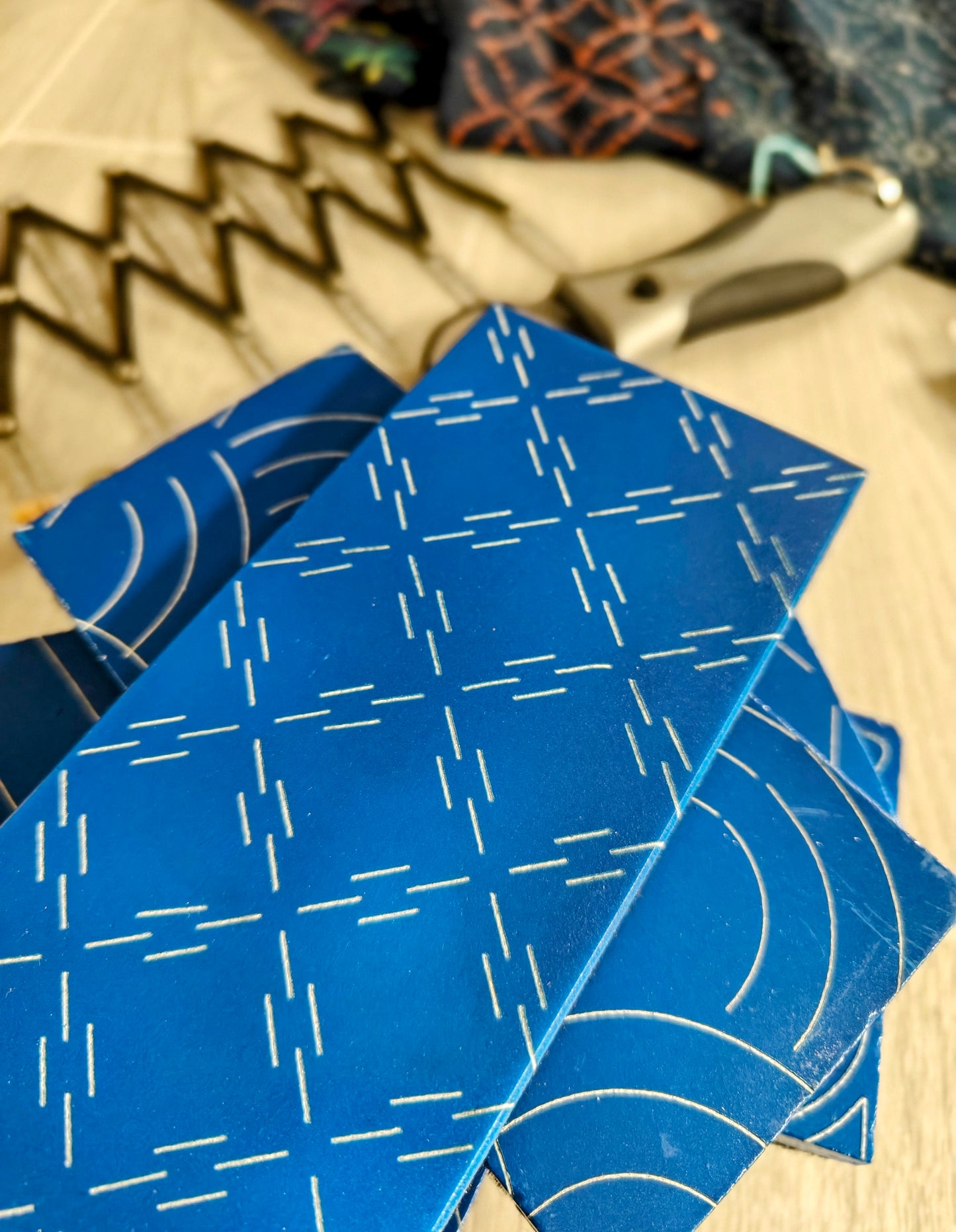 Sashiko-Inspired Laser-Cut Sewing Pattern Weights