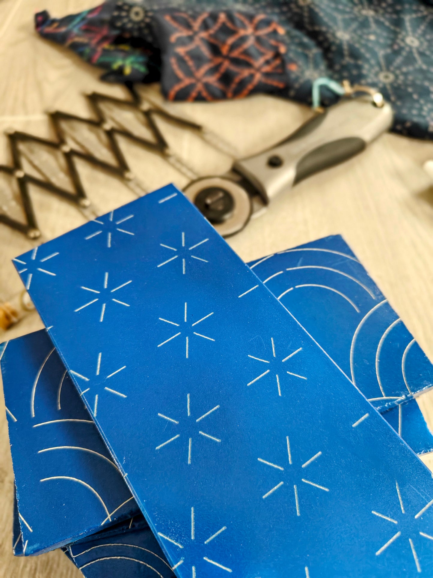 Sashiko-Inspired Laser-Cut Sewing Pattern Weights