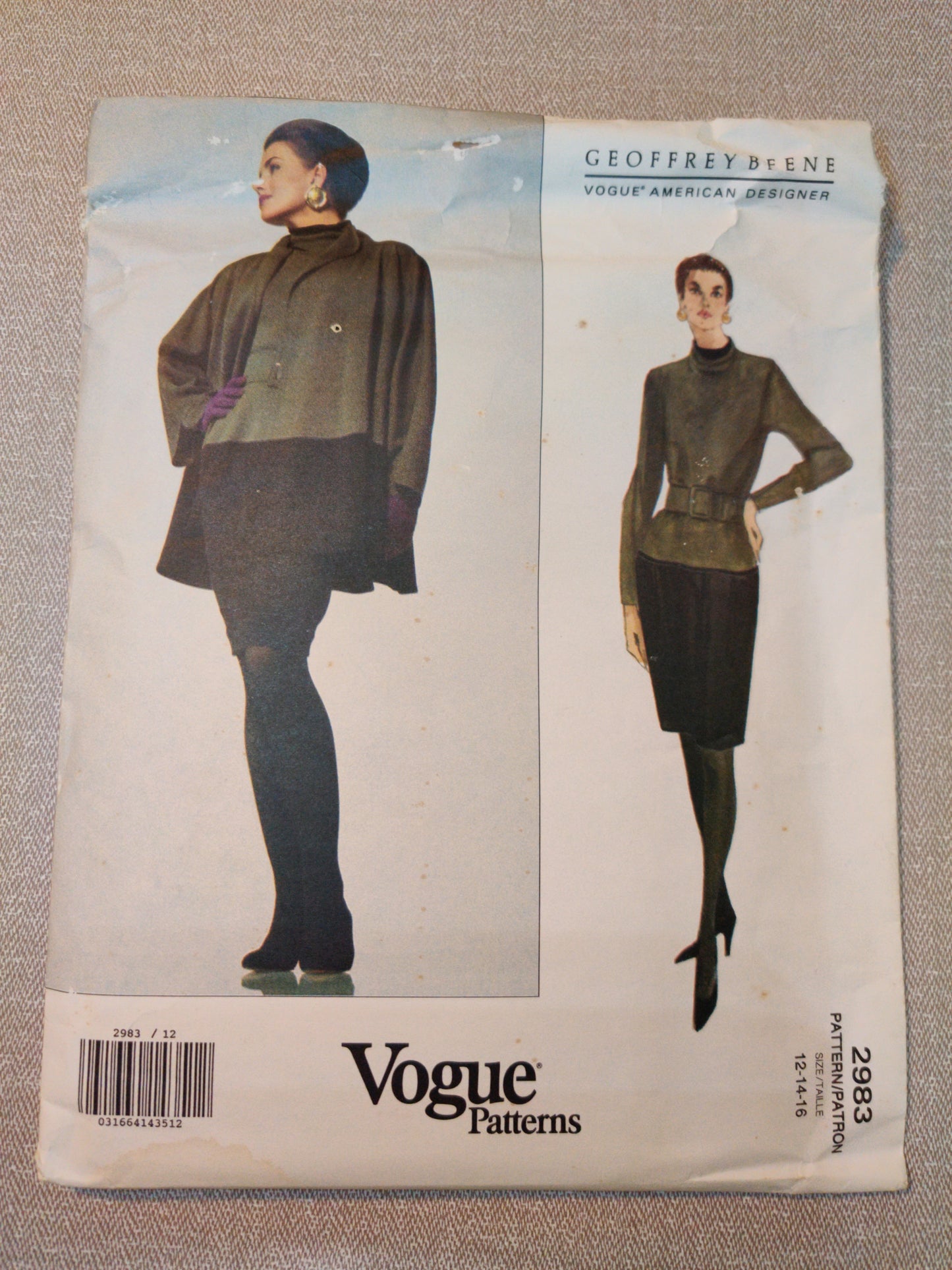 Vogue 2983 Geoffrey Beene Size 12-14-16