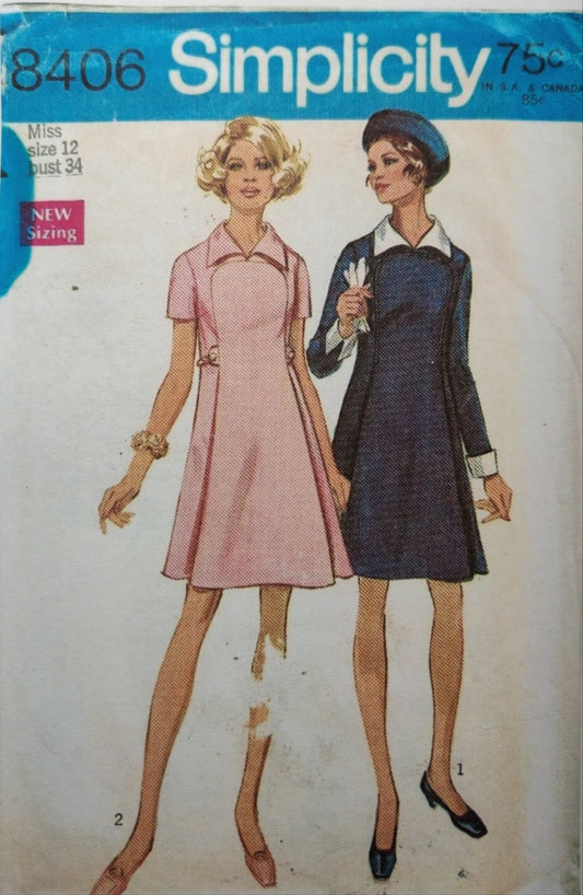 Simplicity 8406 Size 12 Bust 34 Vintage