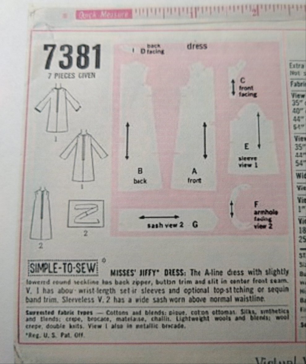 Simplicity 7381 Size 12 Bust 32 Vintage