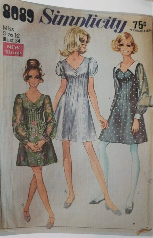 Simplicity 8089 Size 12 Bust 34 Vintage