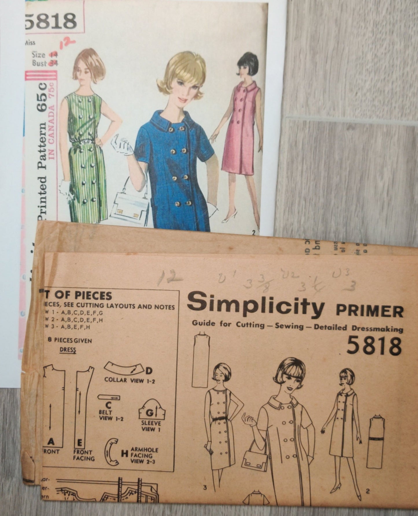 Simplicity 5818 Size 12 Bust 32 Vintage