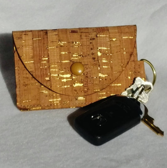 Gold-fleck Vegan Cork Key-Chain Wallet.