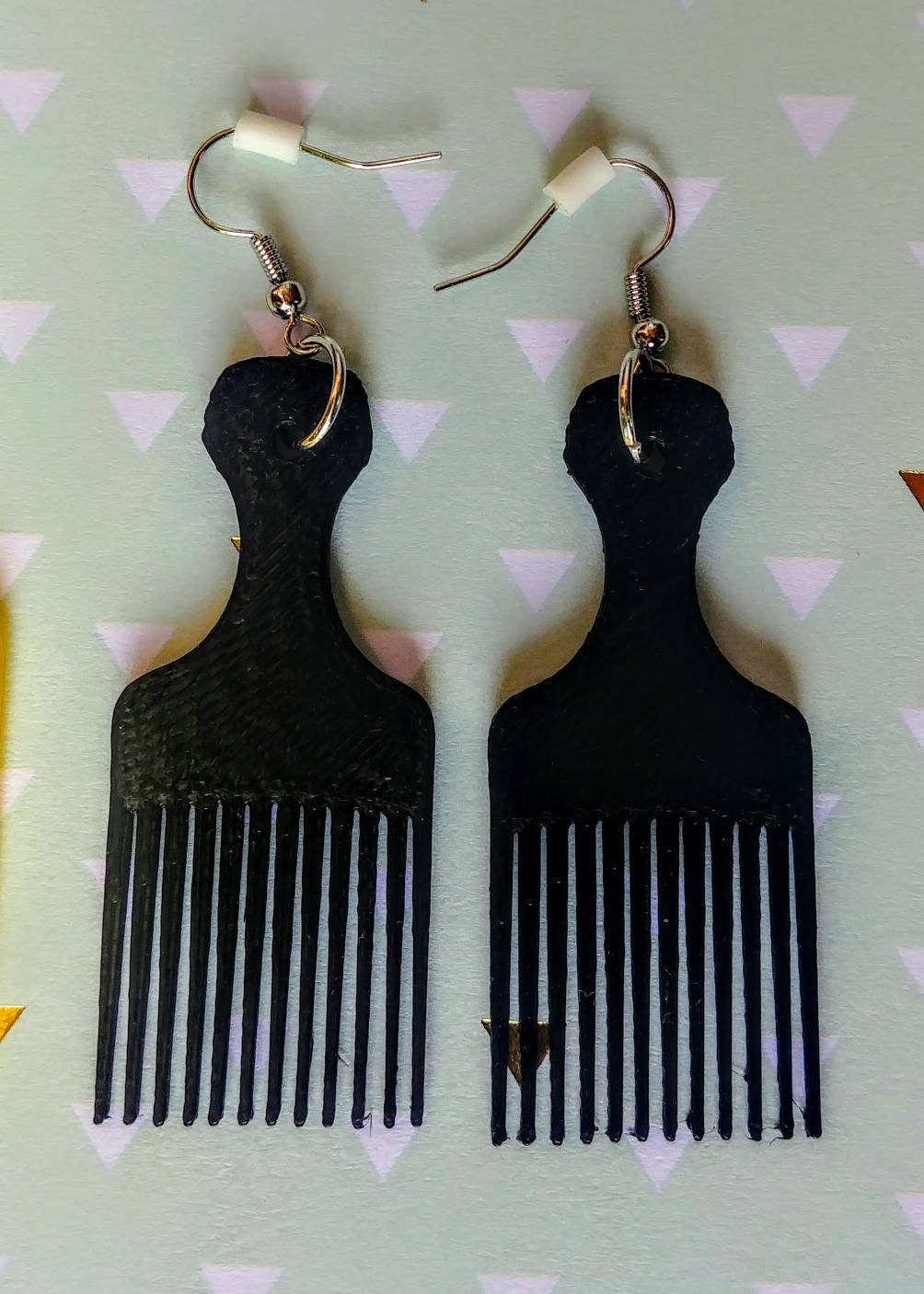 3D Printed Afro Printed Afro Pick Earrings