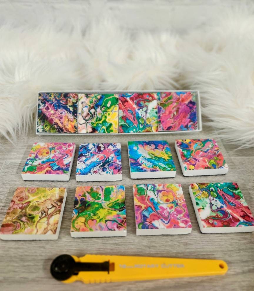 Acrylic Paint Pour: Sewing Pattern Weights